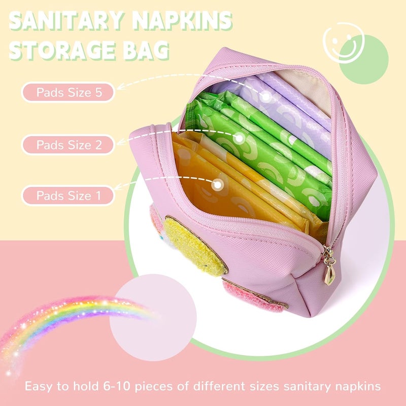 SIDESUGAR Period Bag for Teen Girls Shark Week Pouch Portable Sanitary Pad Bags for Period Teen Period Pads Pouch for Panty Liners, Tampons, Menstrual Cup - Blue - Image 3